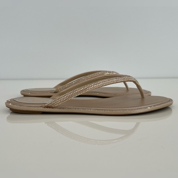 RENE CAOVILLA DIANA BEIGE SATIN HONEY STRASS SANDALS SIZE IT 38 / US 38 NIB! - Picture 9 of 17